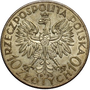 Second Polish Republic, 10 zlotych, 1933, Warsaw, Head of a Woman