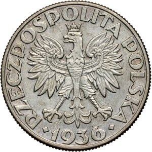 Second Polish Republic, 5 zlotych, 1936, Warsaw, Sailing Ship