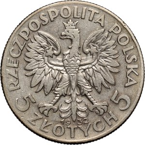 Second Polish Republic, 5 zlotych, 1932, with mint mark, Warsaw, Woman's Head