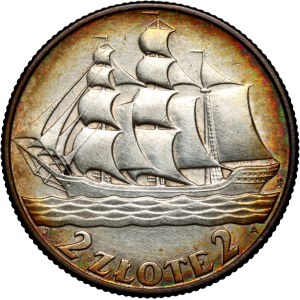 Second Polish Republic, 2 zlote, 1936, Warsaw, Sailing Ship