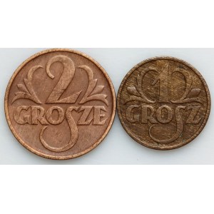 II RP, zestaw monet groszowych z 1934 roku, (2 sztuki)