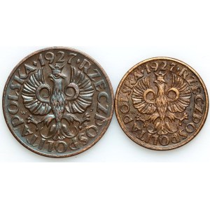 Second Polish Republic, set of grosz coins from 1927 (2 pieces)