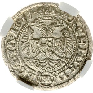 Österreich Böhmen/Schlesien 3 Kreuzer 1637 HR Glatz NGC MS 64 TOP POP