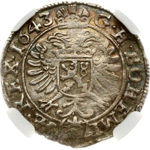 Österreich Böhmen/Schlesien 3 Kreuzer 1643 Prag NGC MS 62 TOP POP