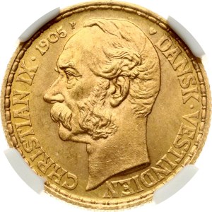Danish West Indies 4 Daler / 20 Francs 1905 P GI NGC MS 65