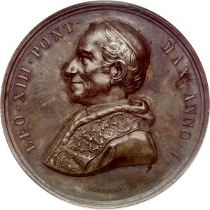 Taliansko Vatikánska medaila 1878 Ratifikácia tomistickej doktríny Lev XIII NGC MS 63 TOP POP