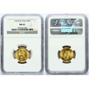 Italien 50 Lire 1931 R IX NGC MS 65