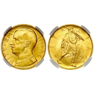 Italien 50 Lire 1931 R IX NGC MS 65