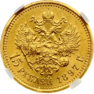 Rusko 15 rublů 1897 АГ (R) NGC MS 64 TOP POP