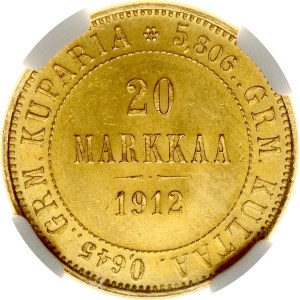 Russia For Finland 20 Markkaa 1912 L (R3) NGC MS 64