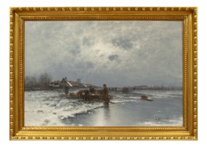JOHANN JUNGBLUT (GERMANY / GERMAN 1860 - 1912) - Fish Market in Holland (large format)