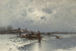 JOHANN JUNGBLUT (GERMANY / GERMAN 1860 - 1912) - Fish Market in Holland (large format)
