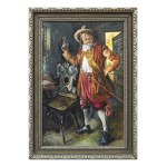 JAN SKRAMLÍK (CZECH / BOHEMIAN 1860 - 1936) - Musketeer with a Wine Goblet