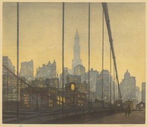 TAVÍK FRANTIŠEK ŠIMON (CZECH / BOHEMIAN 1877 - 1942) - New York - Brooklyn Bridge