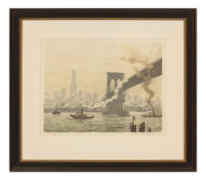 TAVÍK FRANTIŠEK ŠIMON (CZECH / BOHEMIAN 1877 - 1942) - New York - Beneath Brooklyn Bridge