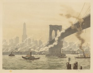 TAVÍK FRANTIŠEK ŠIMON (CZECH / BOHEMIAN 1877 - 1942) - New York - Beneath Brooklyn Bridge