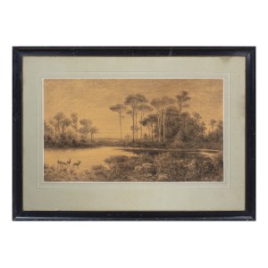 JULIUS EDUARD MAŘÁK (CZECH / BOHEMIAN 1832 - 1899) - Forest Landscape with a Lake