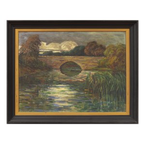 FRANTIŠEK PEČINKA (CZECH / BOHEMIAN 1869 - 1917) - Autumn Landscape with a Small Bridge