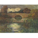 FRANTIŠEK PEČINKA (CZECH / BOHEMIAN 1869 - 1917) - Autumn Landscape with a Small Bridge