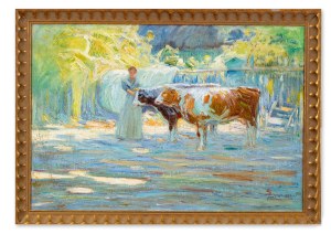 STANISLAV LOLEK (CZECH / BOHEMIAN 1873 - 1936) - Study of Cows