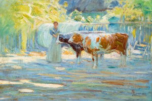 STANISLAV LOLEK (CZECH / BOHEMIAN 1873 - 1936) - Study of Cows