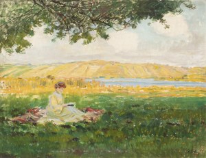 STANISLAV LOLEK (CZECH / BOHEMIAN 1873 - 1936) - Reader under a Tree