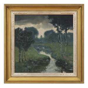 ALOIS KALVODA (CZECH / BOHEMIAN 1875 - 1934) - Landscape with Birches and a Brook (Dreams Cycle)