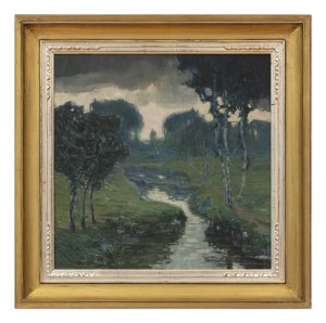 ALOIS KALVODA (CZECH / BOHEMIAN 1875 - 1934) - Landscape with Birches and a Brook (Dreams Cycle)