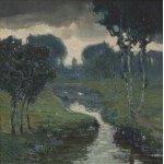 ALOIS KALVODA (CZECH / BOHEMIAN 1875 - 1934) - Landscape with Birches and a Brook (Dreams Cycle)