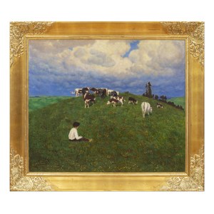 JAN HONSA (TCHÈQUE / BOHÉMIEN 1876 - 1937) - Au pâturage (grand format)