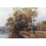 JOSEF PROCHÁZKA (CZECH / BOHEMIAN 1909 - 1984) - Autumn Landscape with a Road by a Pond
