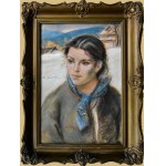 Stanislaw GÓRSKI (1887-1955), GORAL WOMAN ON THE BACKGROUND OF THE WINTER LANDSCAPE.