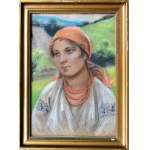 Stanislaw GÓRSKI (1887-1955), PORTRET MŁODEJ GÓRALKI W BIAŁEJ BLUZCE.