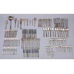 Set of pre-war plated cutlery from the Henneberg Brothers factory for 12 persons (154 pieces). "art deco" pattern. Warsaw, pre-1939.