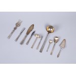 Set of pre-war plated cutlery from the Henneberg Brothers factory for 12 persons (154 pieces). "art deco" pattern. Warsaw, pre-1939.