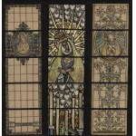 [Vilnius, MB Ostrobramska] 3 designs of stained glass windows with the image of Our Lady of Ostrobramska. Cracow stained glass factory S. G. Zeleński. Cracow, interwar period.