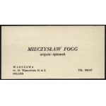 [FOGG Mieczyslaw] Autographed visiting ticket. Mieczyslaw Fogg Artist-singer. Warsaw 16 m 2 Wyzwolenia Avenue Poland.
