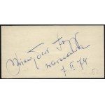 [FOGG Mieczyslaw] Autographed visiting ticket. Mieczyslaw Fogg Artist-singer. Warsaw 16 m 2 Wyzwolenia Avenue Poland.