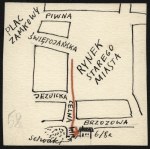 [LENGREN Zbigniew] Zbigniew Lengren. Brzozowa 6/8a 00-286-Warsaw [handwritten visiting ticket with map, drawn by the artist.