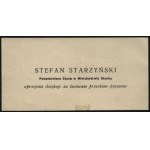 [STARZYÑSKI Stefan] Stefan Starzynski Visiting Ticket. Undersecretary of State in the Ministry of the Treasury | kindly thanks for the gracious wishes sent.