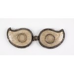 [Ottoman Empire] Ottoman style oriental belt buckle, mother-of-pearl inlays. 19th century.