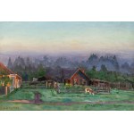 Stanisław Julianowicz Żukowski (1873 Jędrychowice/k. Wołkoryska -1944 Pruszków), Widok na gospodarstwo (Leśniczówka), 1930 r.