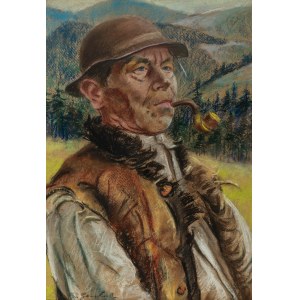 Stanisław Górski (1887 Kościan - 1955 Kraków), Porträt eines Hirten mit Pfeife