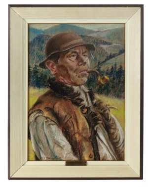 Stanisław Górski (1887 Kościan - 1955 Kraków), Portret bacy z fajką