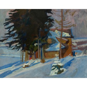 Stanisław Kamocki (1875 Warszawa - 1944 Zakopane), Wiejska zagroda zimą, 1924 r.