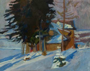 Stanisław Kamocki (1875 Warszawa - 1944 Zakopane), Wiejska zagroda zimą, 1924 r.