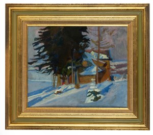 Stanisław Kamocki (1875 Warszawa - 1944 Zakopane), Wiejska zagroda zimą, 1924 r.