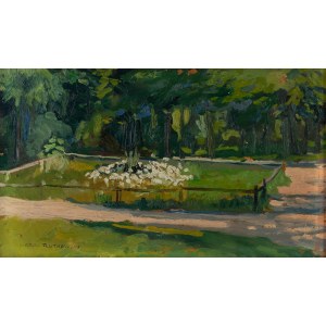 Karol Rutkowski (1885-1960), A flower bed in the park