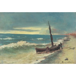 Franciszek Szwoch (1883 Płońsk - 1949 Gdańsk), Łodzie na brzegu