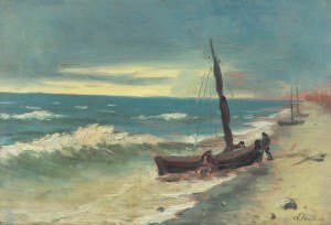 Franciszek Szwoch (1883 Płońsk - 1949 Gdańsk), Łodzie na brzegu